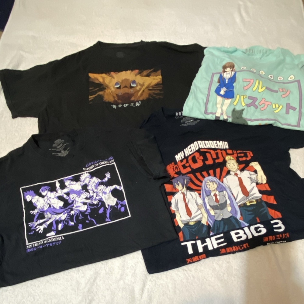 BoxLunch Licensed  Anime 4 T-Shirt Lot My Hero Academia Fruits Basket Funimation